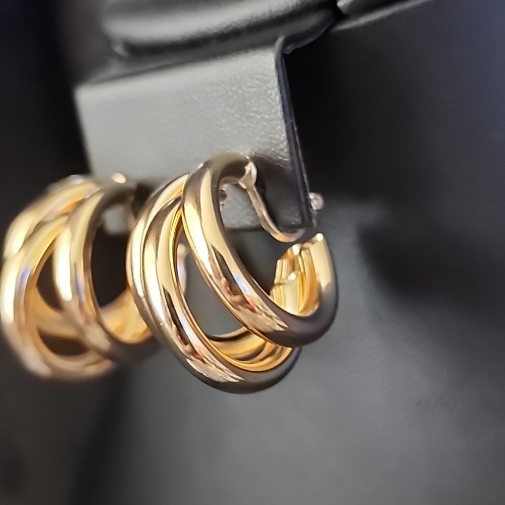 CLIP ON TRIO HOOP STYLISH HOOPS 316L AND ZINC ALLOYS - Picture 2 of 5